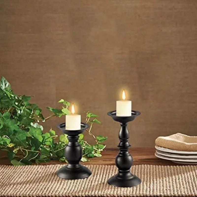 HYS wrought iron candle holder decoration candle holder dining table retro atmosphere pedestal romantic ornament candle scented