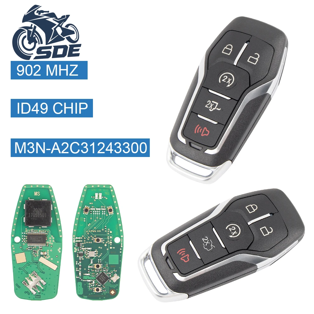 

SDE M3N-A2C31243300 Для Ford F-150 350 450 550 Edge Explorer Mustang 2015-2017 Смарт-ключ lincoln mkz mkc 902 МГц ID49