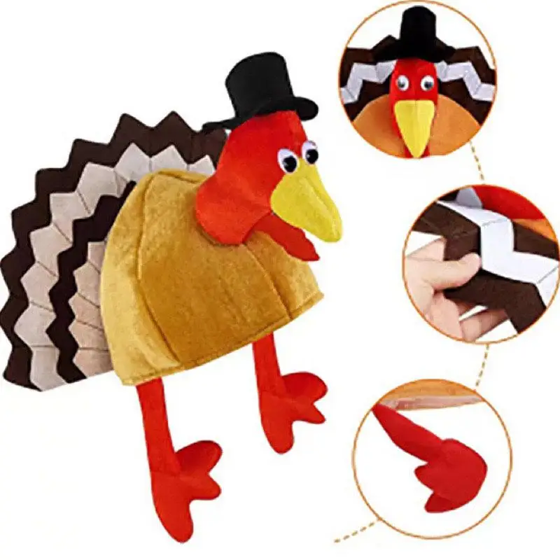 مضحك قبعة تركيا المحمصة أفخم عيد الميلاد عيد الشكر الديكور كرنفال زي فستان حفلة احتفالية قبعة هدية