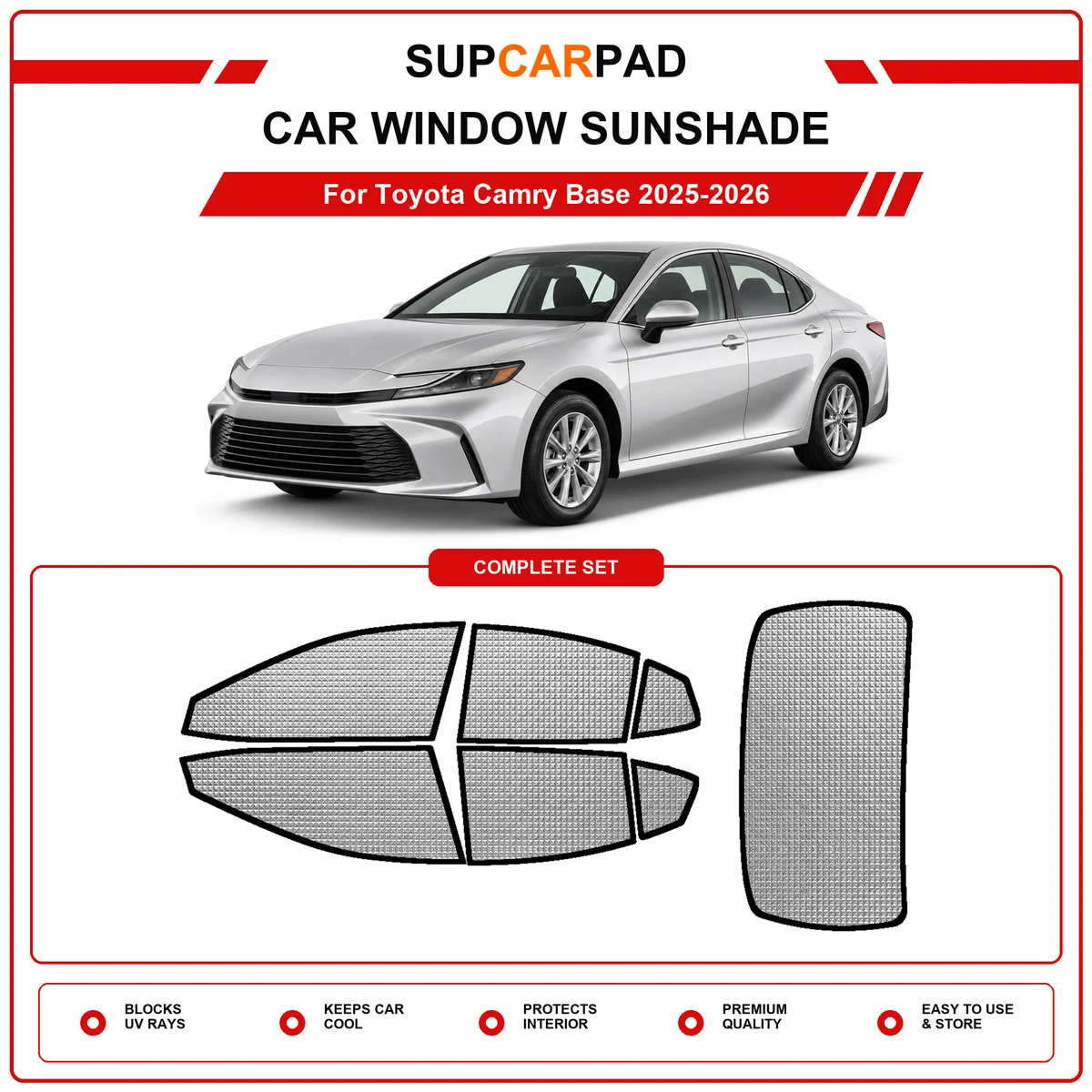 For Toyota Camry Base 2025-2026 Pre‑Cut Auto Window Sunshade Anti‑UV Car Sun Visor Protector