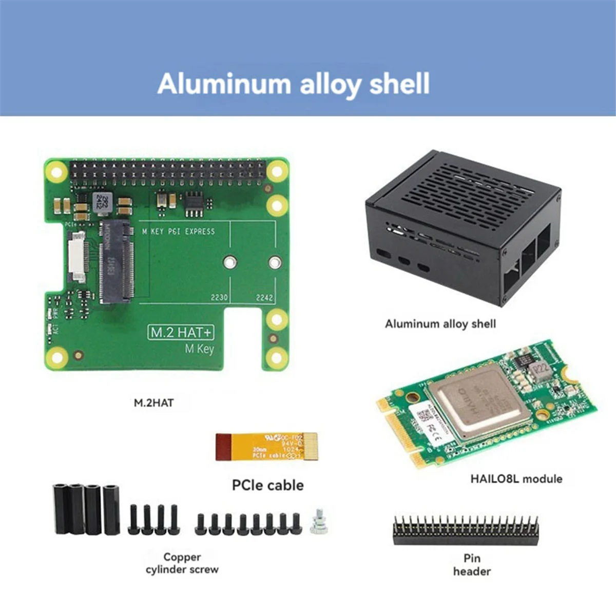 For 5 AI Kit M.2 HAT+ Al Acceleration Module+Case 13 TOPS Gen3 for Robotics Home Automation