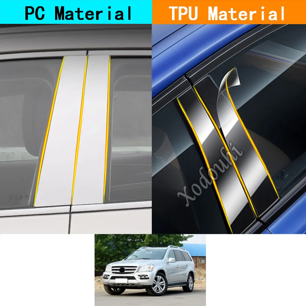 

Car TPU/Glossy Mirror Pillar Post Cover Door Trim Window Molding Sticker For Mercedes-Benz GL Class X164 2006 2007 2008-2012