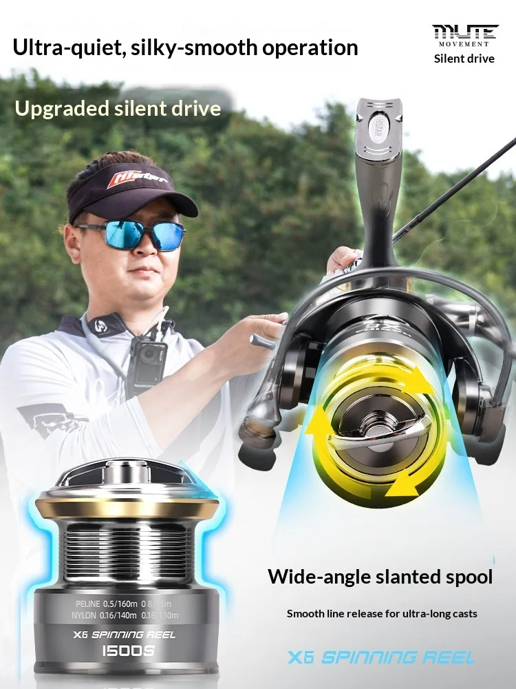 Hasida X6 Spinning Reel Metal Spool Long Cast Lightweight Smooth Silent Fishing Reel For Lure Rock Sea Fishing