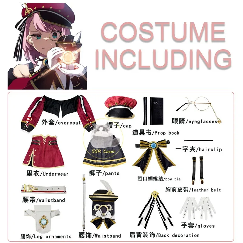 2025 jogo genshin impacto cosplay traje charlotte uniforme peruca anime estilo chinês trajes de halloween para meninas