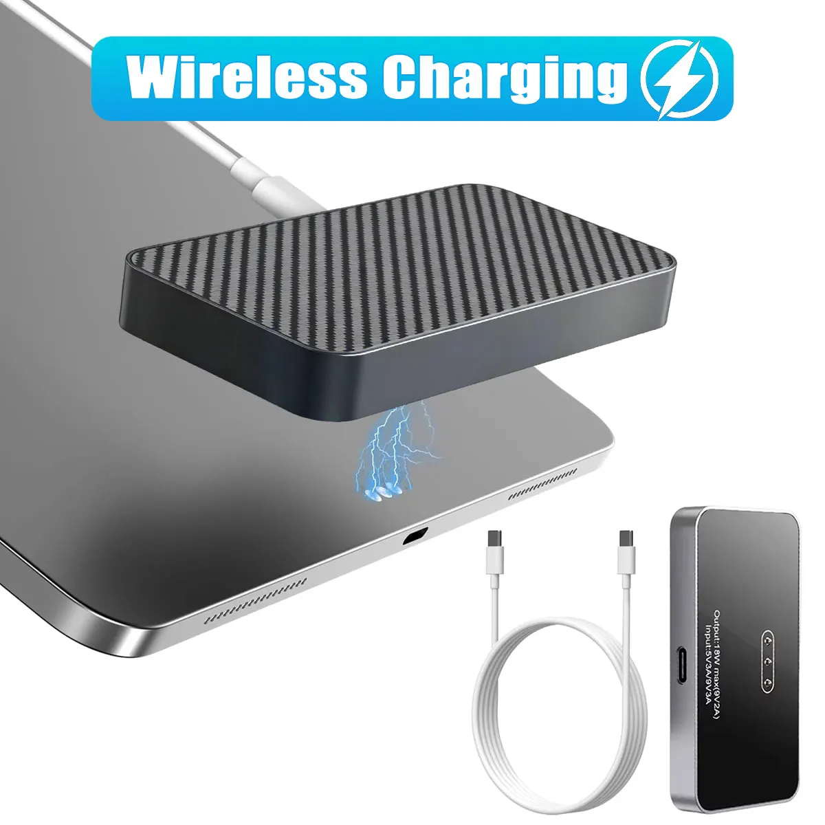 

Magnetic Wireless Charger for iPad Pro/Air 18W Aluminum Alloy Fast Charing with 3.28ft USB-C Cable Smart Magnetic ipad Charger