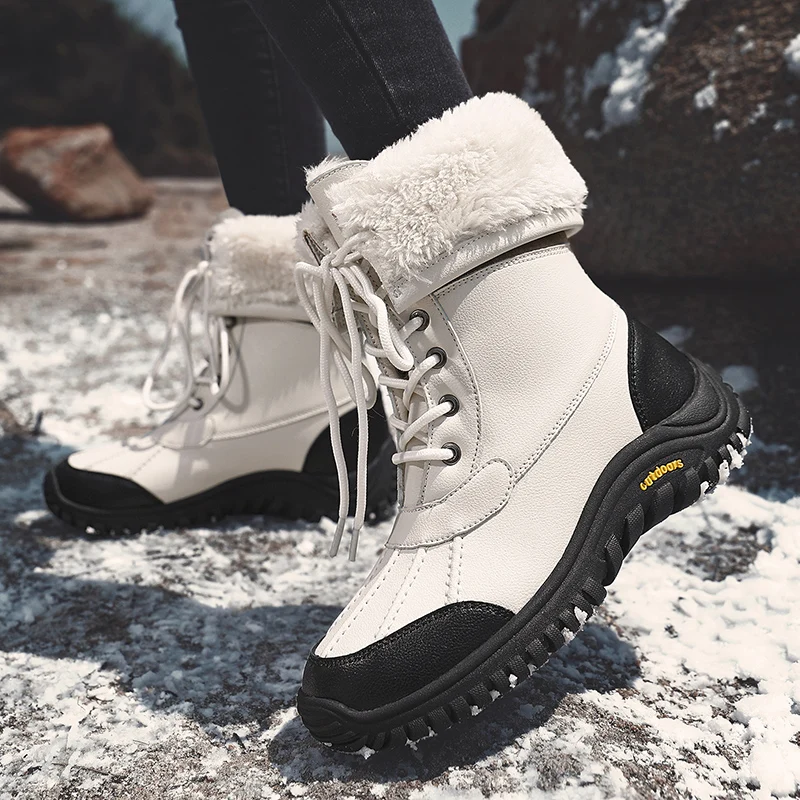 

Hiking Shoes Snow Boots Women Waterproof Comfortable Lace-up Rain Shoes Keep Warm Mid-Calf Winter Boots Outdoor Ankle Boots