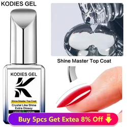 KODIES GEL Extra Glossy Top Coat No Wipe UV Gel Nail Polish Shine Master Brillo Semi Permanent Nails Gel Finish Manicure Cover