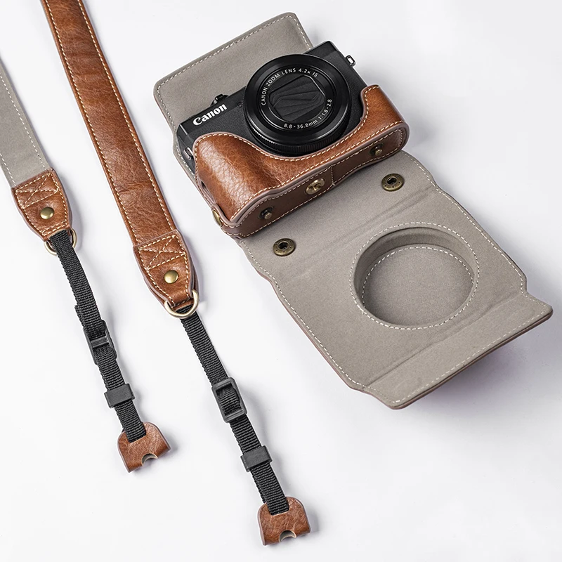 Luxury PU Leather Case Camera Bag for Canon PowerShot G7X Mark II III G7X II G7XII G7X III G7XIII G7X2 G7X3 Protective Cover