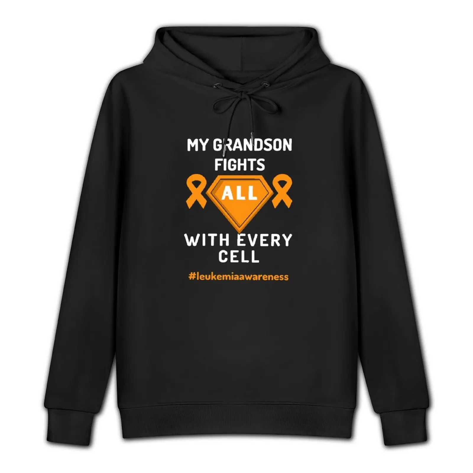 My grandson fights leukemia with every cell, Leukemia awarenes Pullover Hoodie mens clothes anime hoodie