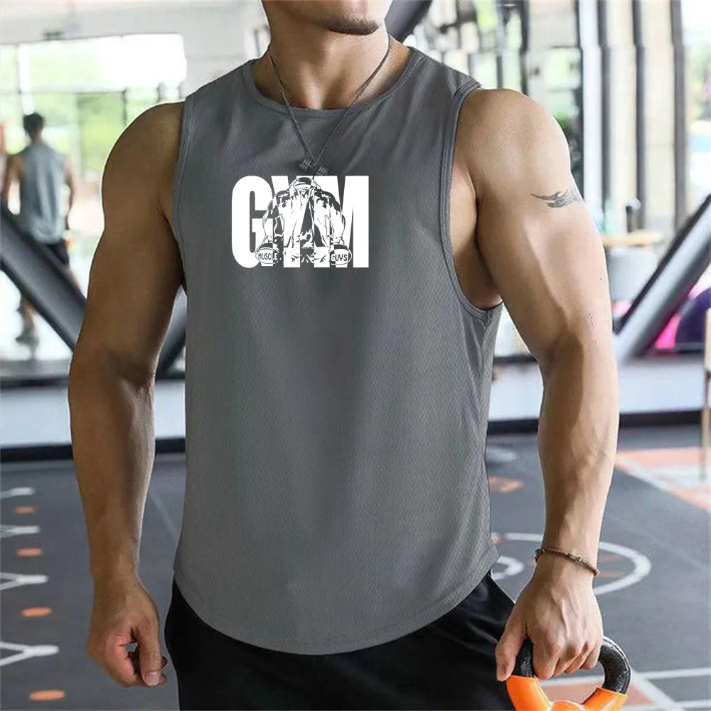 2026 new Men Tank Tops Sleeveless Shirt Polyester Mesh Material Quick Dry Breathable Men Workout Fitness Basketball Top Tee image 6