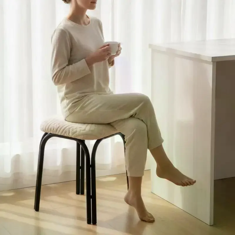 Soft Universal Square Chair Seat Cover Washable Removable Solid Color Stool Slipcover for Home Kitchen Daily Use
