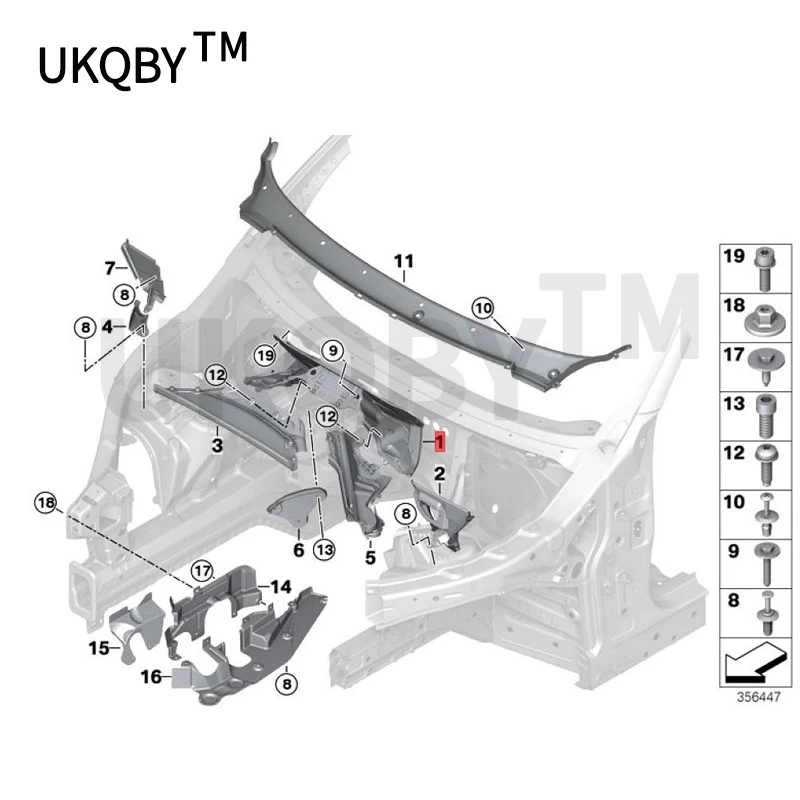 Engine insulation board X5 E70 4.8I E71b mwX6 40IX M50DX 50I Cabin firewall fixing bracket Upper insulation board