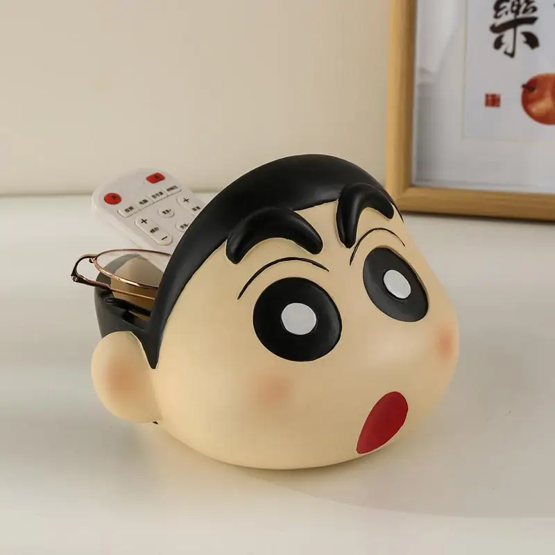 12cm New Crayon Shin-chan Anime Figures Creativity Cute Living Room Remote Control Miscellaneous Tray Organizing Box Gift Toys