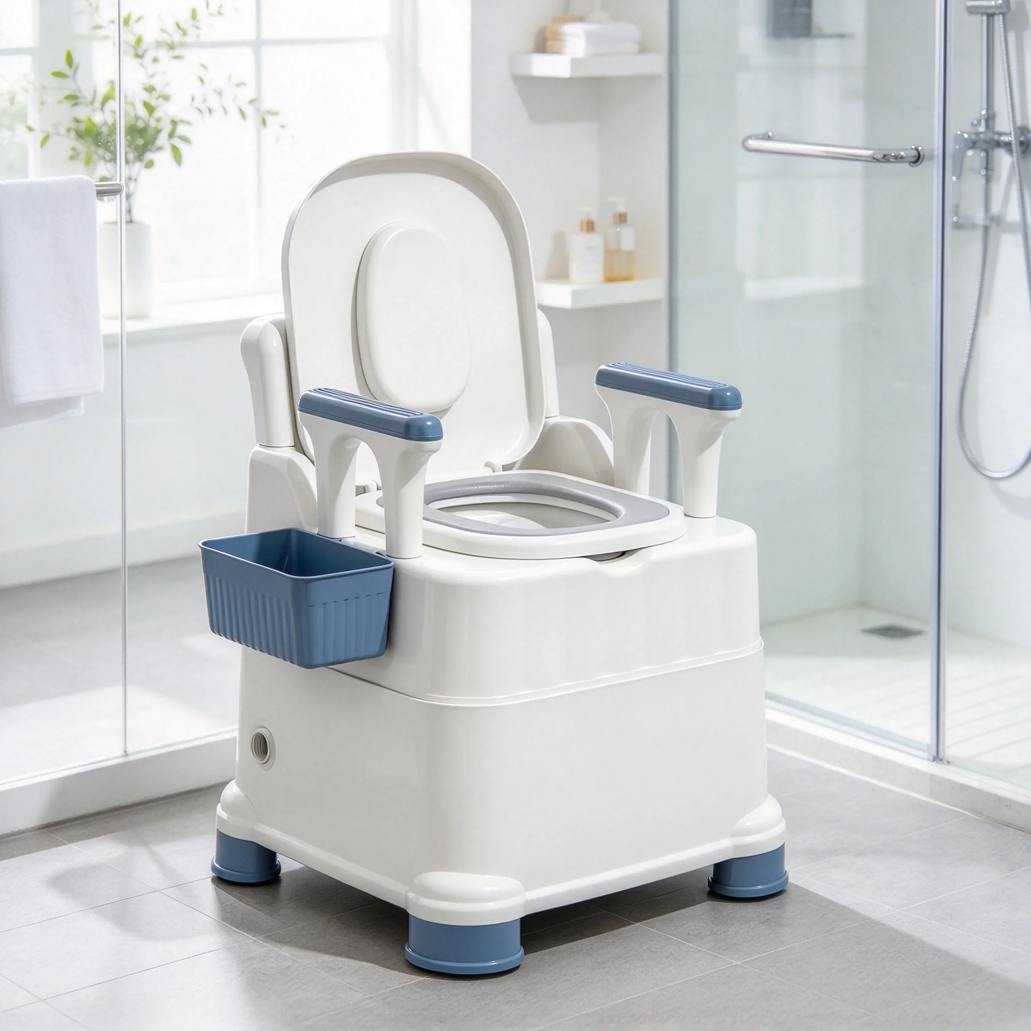 AOLIVIYA Household Mobile Adult Toilet Chair Elderly Older Bathroom Chair Pregnant Women Disabilities Bath Stool