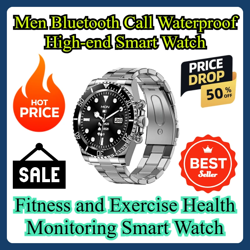 

Men Bluetooth Call Waterproof High-end Smart Watch Fitness and Exercise Health Monitoring Smart Watch