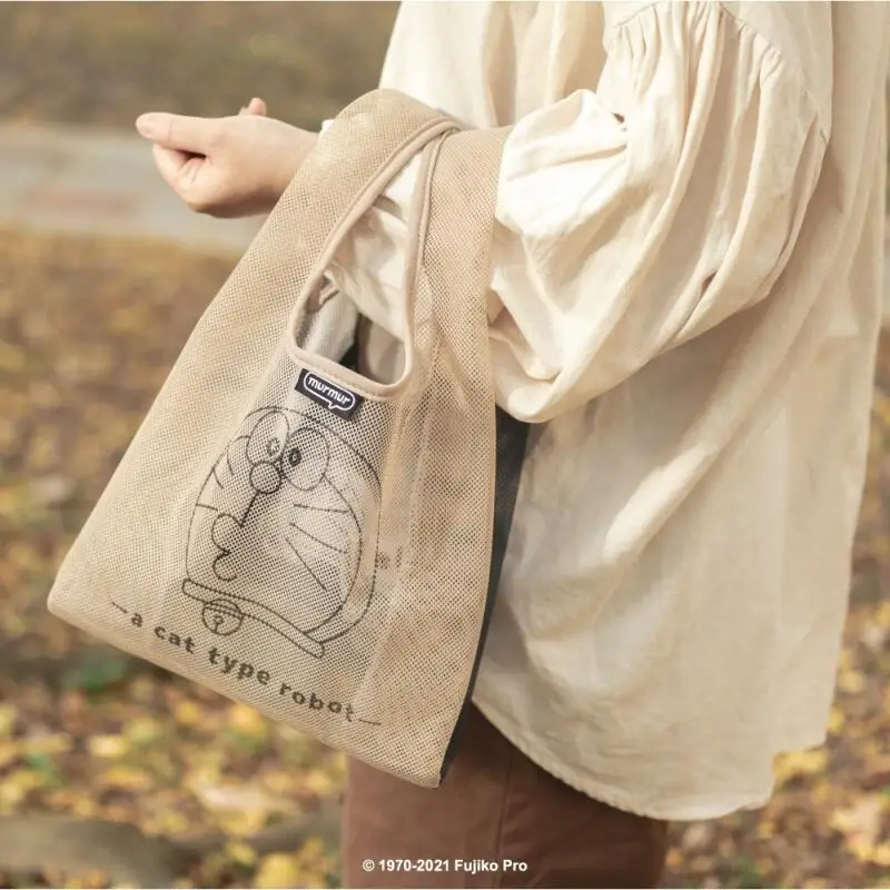 Doraemon Cartoon Foldable Large Capacity Anime Merchandise Shopping Bag Mesh Printed Pattern Handbag A Holiday Gift for Friends view 3