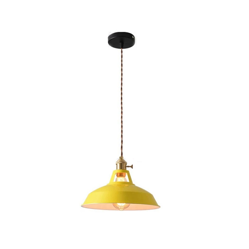 Chandelier Retro Style Restaurant Kitchen Hanging Lampshade Decorative Lamp Without Bulb,Yellow