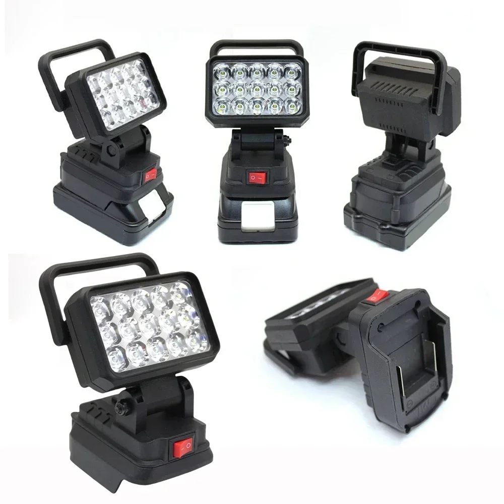 15 Beads LED Working Light Spotlight Portable Lamp Hand Lantern for Makita for Dewalt for Milwaukee for Bosch 18V Li-ion Battery