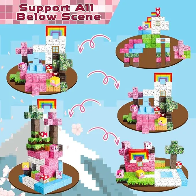 100ピース マグネットブロック 組み立ておもちゃ マグネットワールドセット 男の子 女の子 3歳～5歳 6歳～8歳 STEM感覚玩具 幼児向けギフト 3歳以上