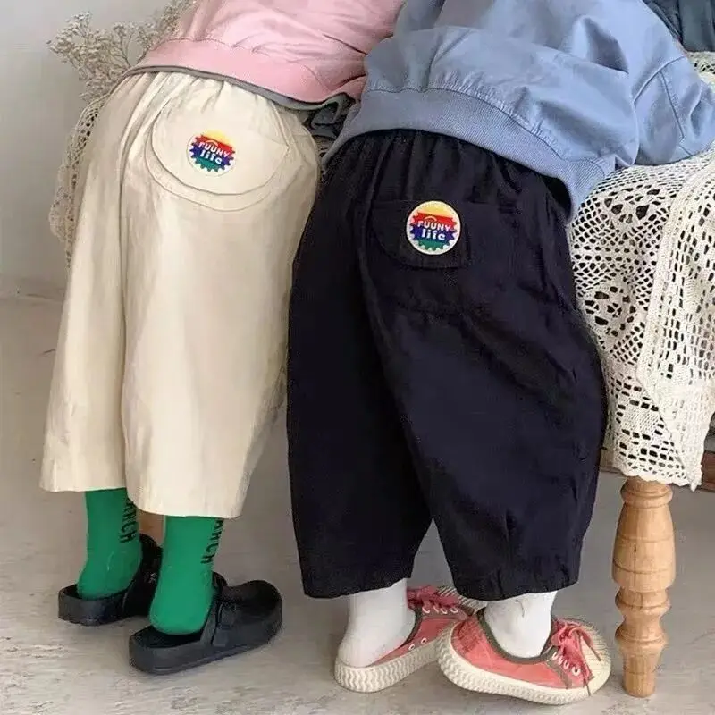 

Children's Wide-leg Pants Korean Boy's Loose Pants Autumn New Fashion All Match Baby Girl's Casual Pants Trousers