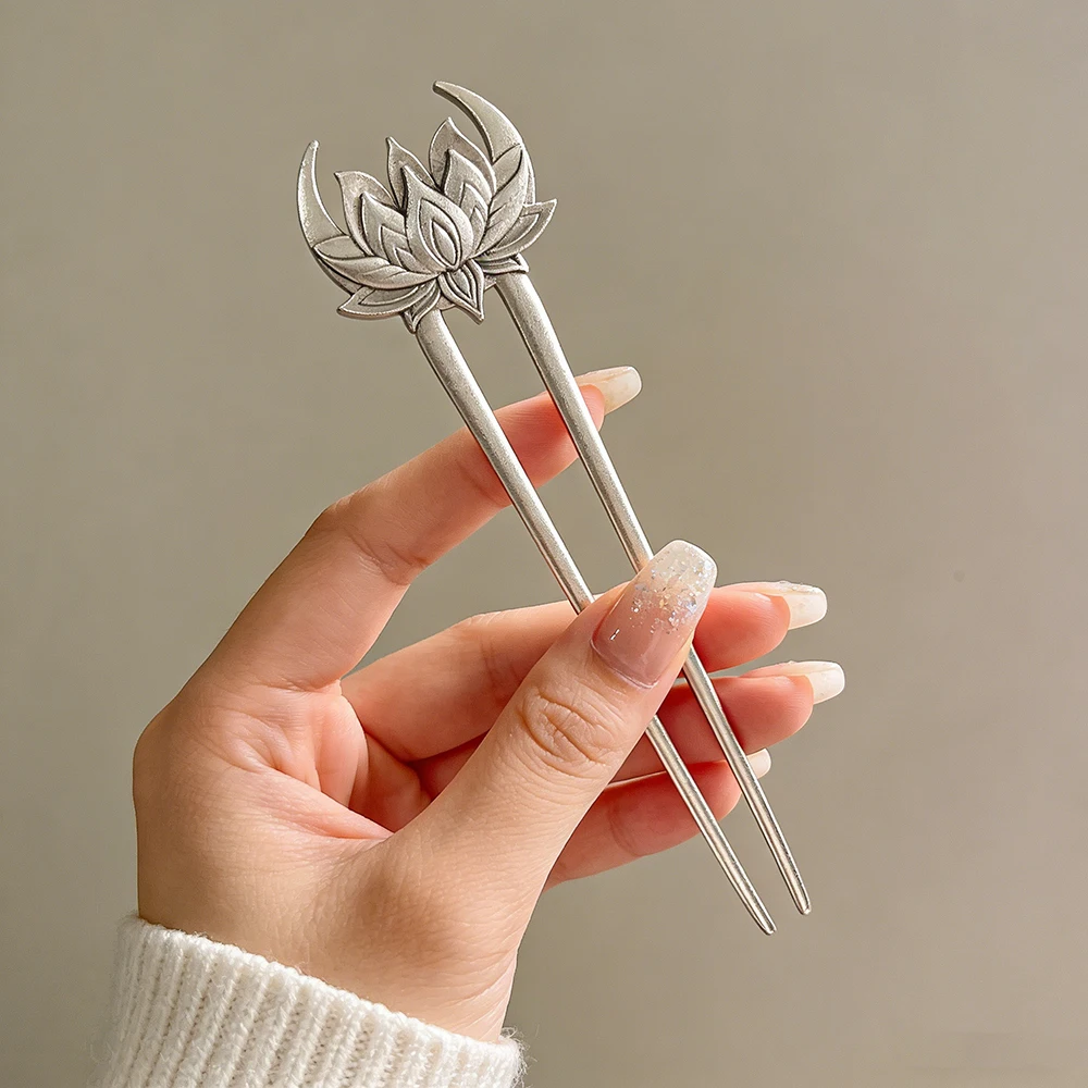 Einfache, elegante Wikinger-Haarspange im Retro-Lotus-Stil, U-förmig, für Damen, trendige, vielseitige Haaraccessoires im norwegischen Stil für Partys – Detail 5