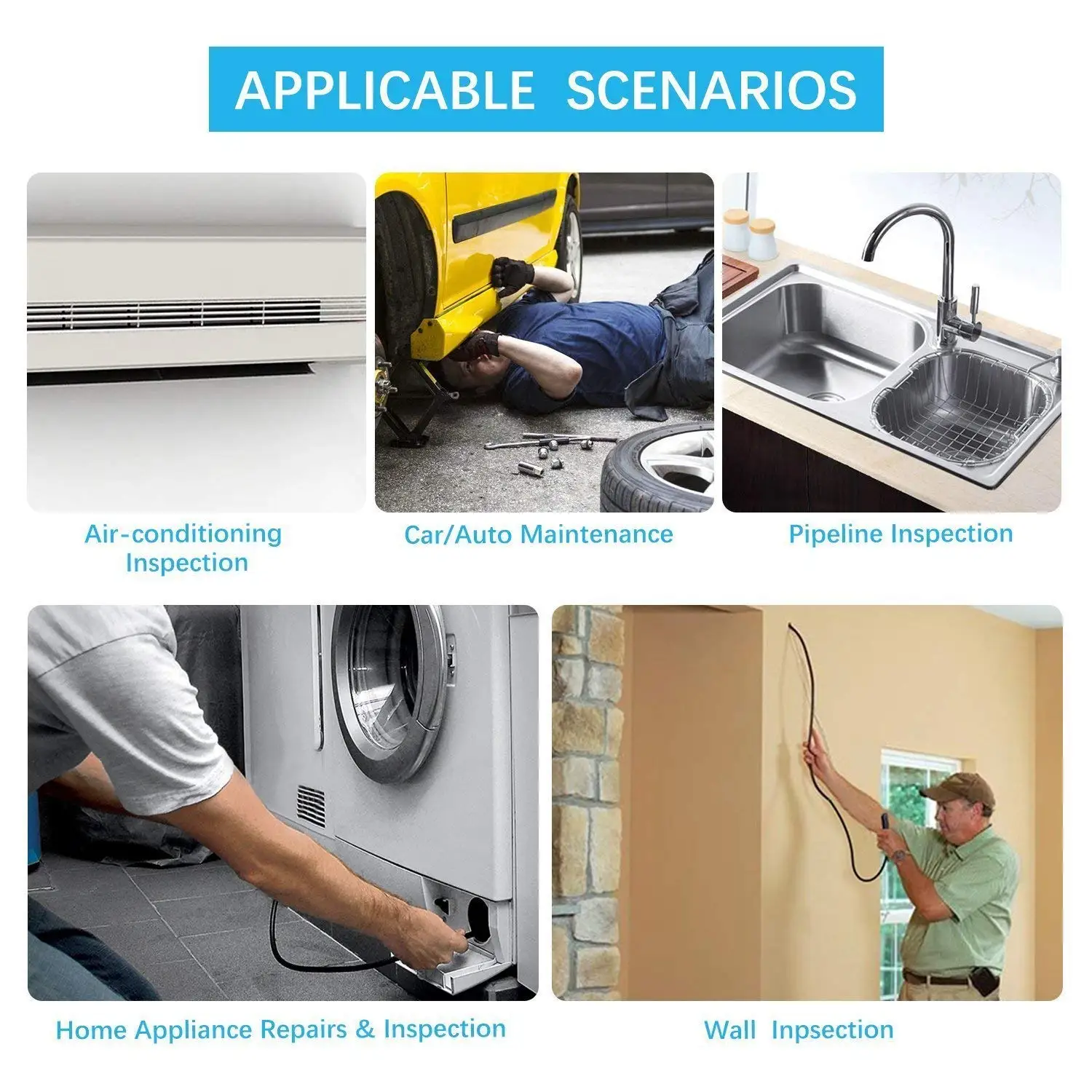 WiFi Inspection Camera 1080P Single & Dual Wireless Endoscope Waterproof IP67 Snake Pipe Camera with 8 Led For iOS Android