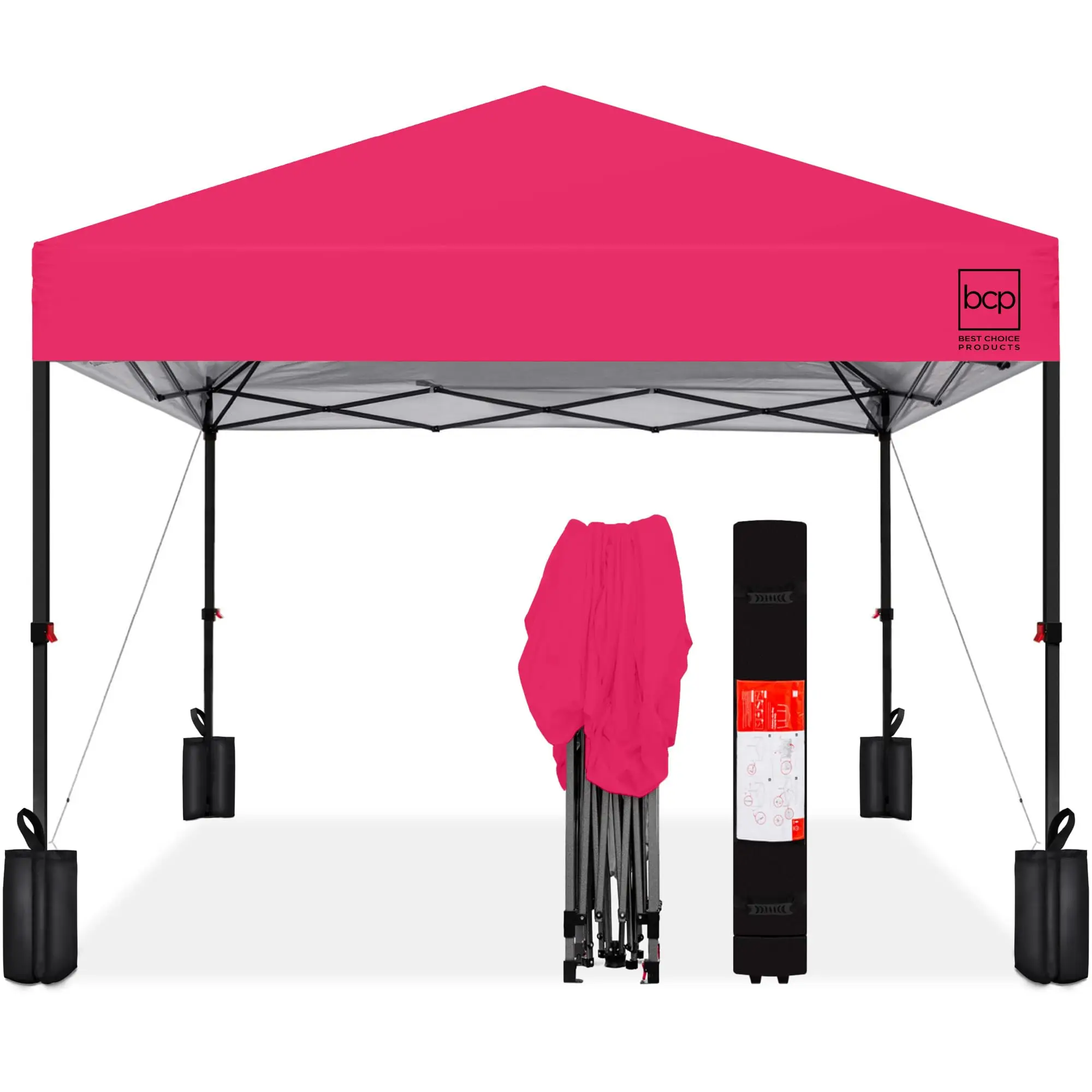 12x12ft Pop Up Canopy Tent, Outdoor Shade, 1 Person 1 Minute Set Up, Carry Case, 4 Weight Bags - Marigold