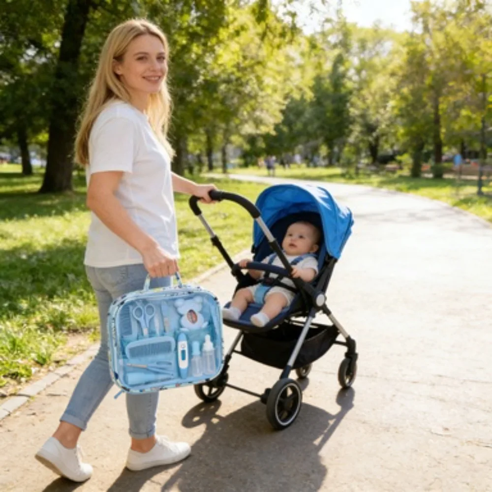 Kit de cuidado para bebé, juego de 13 piezas con cortaúñas, termómetro, peine, cepillo y cepillo de dientes de entrenamiento