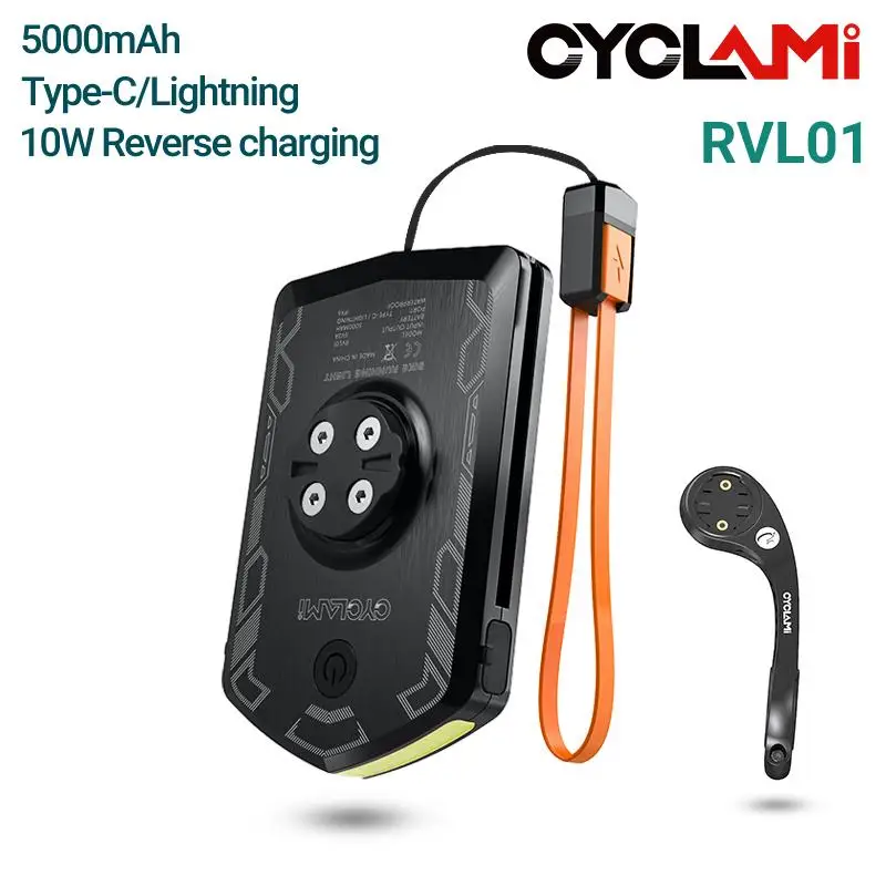 

CYCLAMI 5000mah Bicycle Headlight MTB Road Daylight Lamp Supports Forward/Reverse Charging Compatible With GPS Garmin XOSS IGS