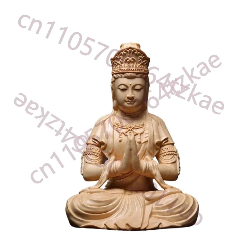 Hand-Carved Hinoki Samantabhadra Buddha Statue - 11.8