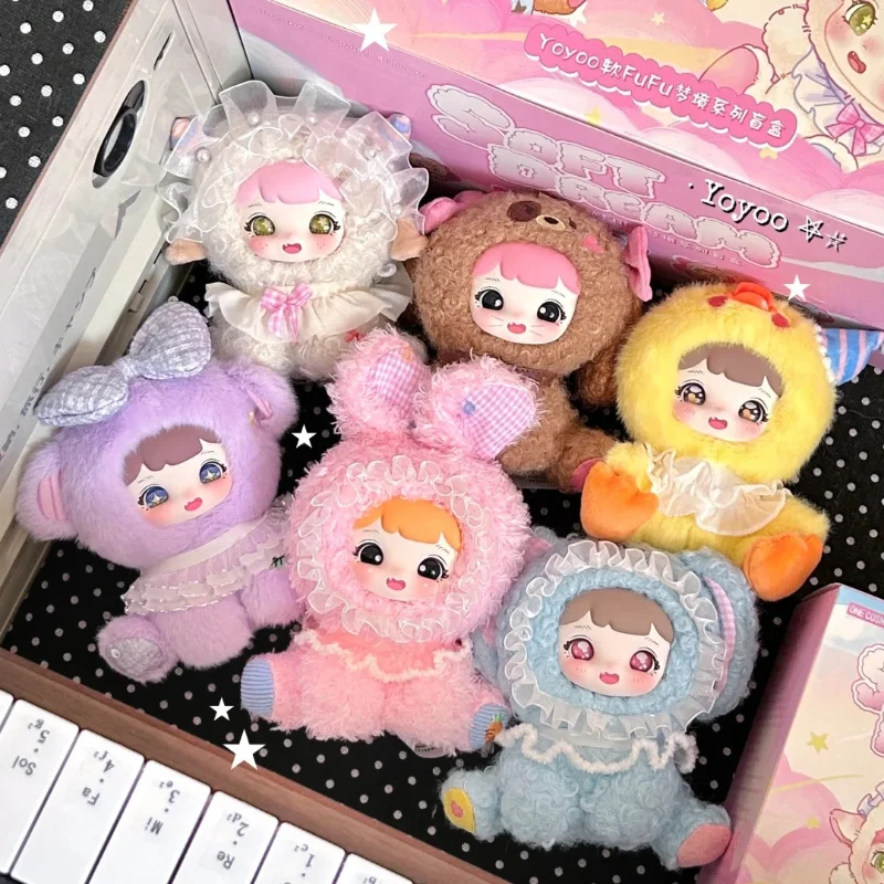 

Onecosmo Yoyoo Soft Fufu Dream виниловая плюшевая глухая коробка для лица модные игрушки kawaii сумка кулон настольный орнамент загадочный сюрприз подарки