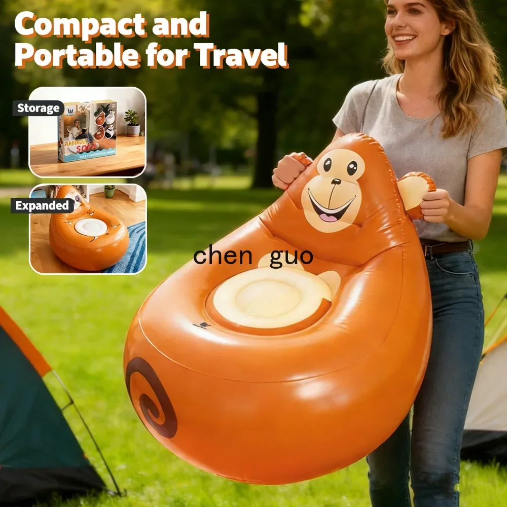 Cartoon Kids PVC Inflatable Sofa Soft Skin-friendly Portable Outdoor Storage Chair Cute Design Lightweight Foldable Couch