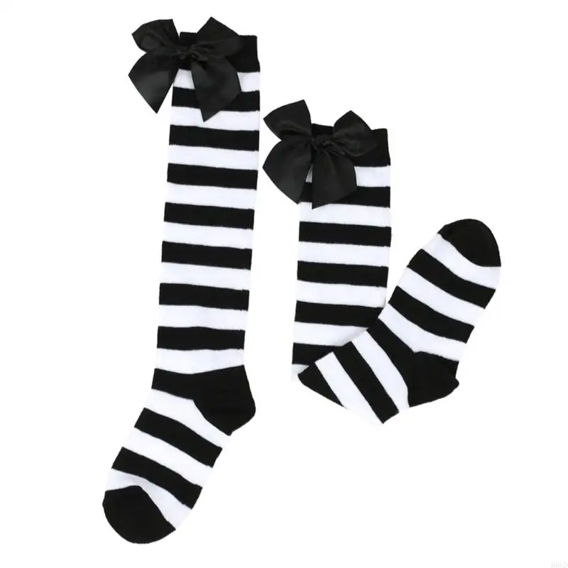 R66D Knee Socks Party Outfit Essential Accessories Bowknot Stockings for Girl