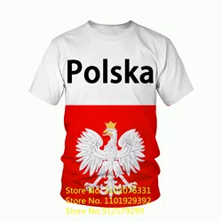 2022 New Fashion Polska 3d T Shirt Men/Women Poland Flag Casual Round Neck Short Sleeve Sports T-shirt