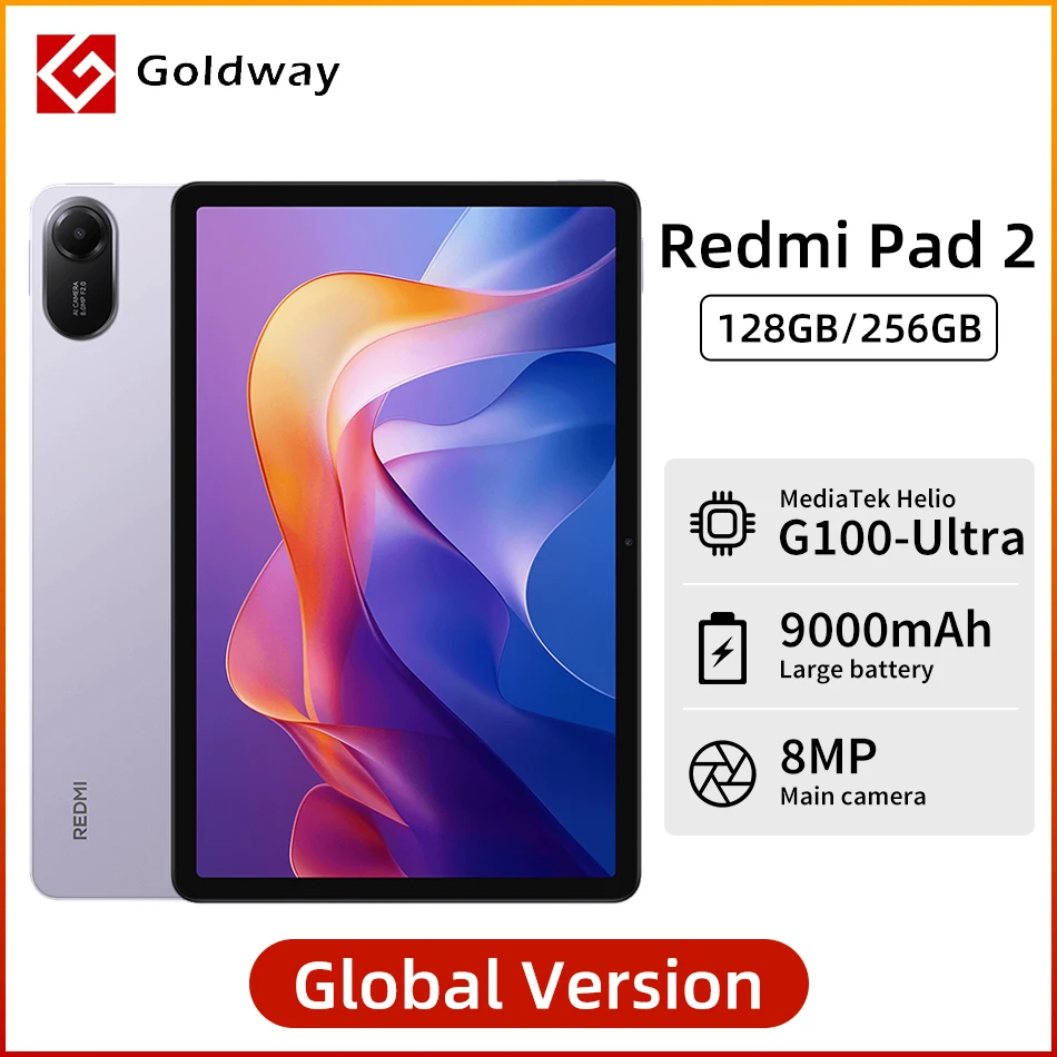 GLOBAL VERSION XIAOMI REDMI PAD 2 ألواح 128GB/256GB 11"2.5K 90HZ عرض MTK HELIO G100-ULTRA 9000MAH بطارية DOLBY ATMOS.
