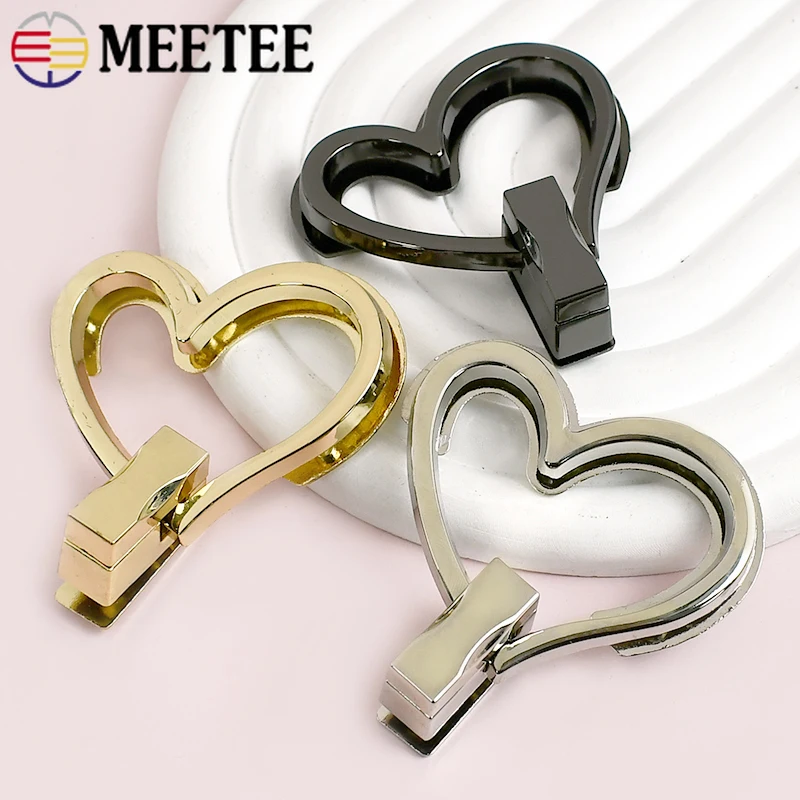 1-5Pcs Metal Buckles Bag Twist Turn Lock Handbag Heart Swivel Locks Clasp Purse Decor Closure Button DIY Hardware  Accessories