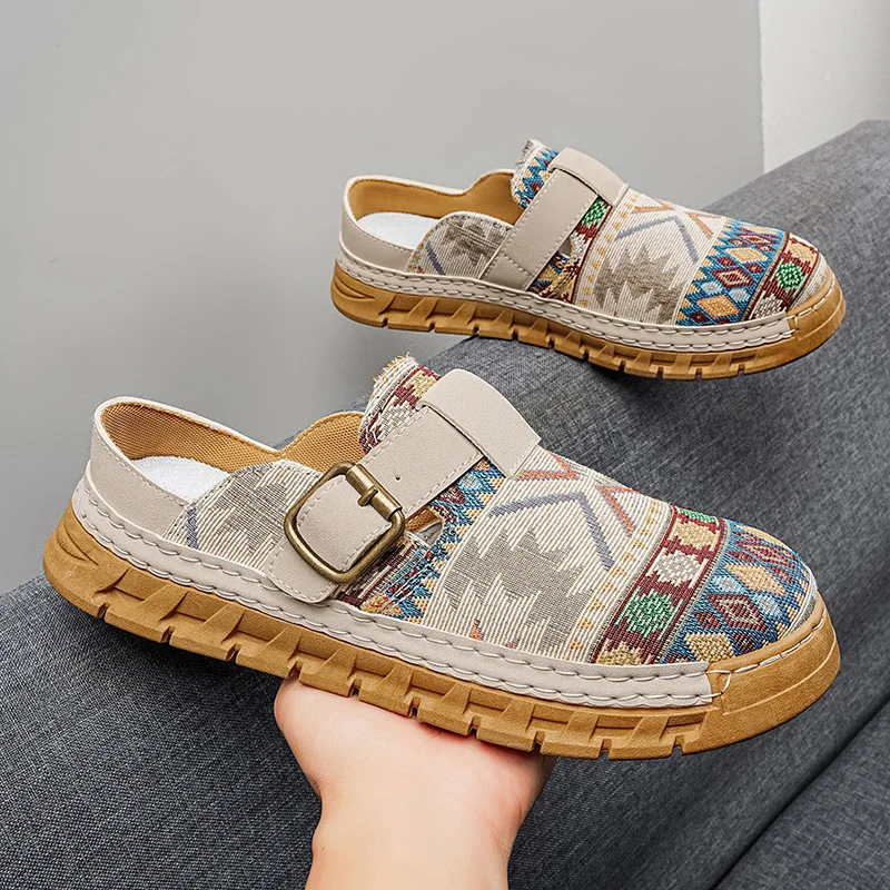 Casual Male Shoes Dress for Men Fashion Mesh Canvas Sandals Breathable Shoe Original Man Sneakers Deals Comfortable Outdoor Flat