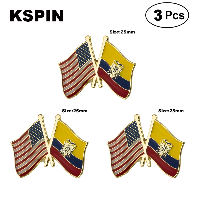 U.S.A.& Ecuador Frendship Lapel Pin Brooches Pins Flag badge Brooch Badges