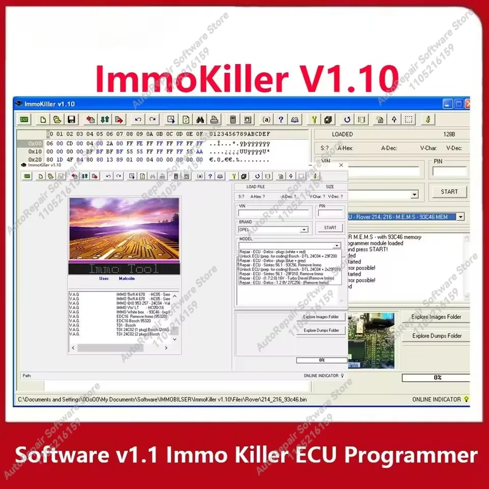 Latest ECU Programmer Tools ImmoKiller V1.10 IMMO Off Software obd2 scanner for Car Repairing Passing Virigining the Immobilizer