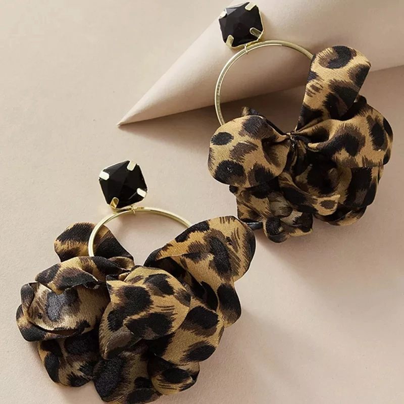 Fashion Sexy Big Leopard Dop Earrings for Women New Trendy Pretty Plant Flowers Alloy Metal Dangle Bohemia Earring Jewelry