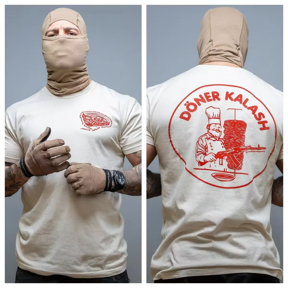 2026 New Men Women Casual Short Sleeve T Shirt Doner Kalash Kebab Cartoon Funny Chef AK Rifle Circle Badge Double Side PrintTops