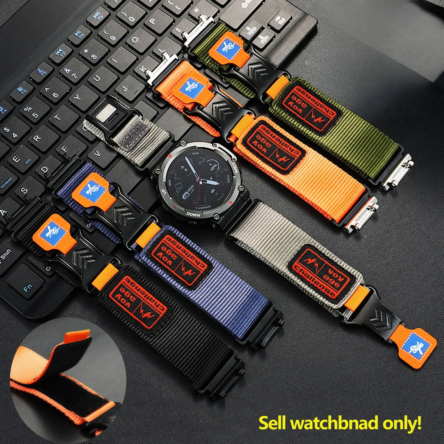 ل Huami Amazfit Smartwatch T-Rex 2/T-Rex 3 الرياضة في الهواء الطلق النايلون حلقة حزام ساعة اليد حزام Tyrannosaurus تنفس الفرقة سوار