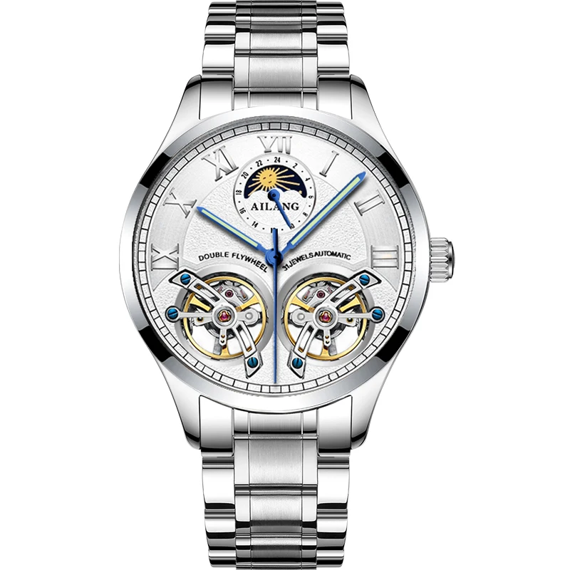 

Moon Phase Personality Watch 2026 Business & Leisure Style Men's Automatic Mechanical Watch Double Tourbillon