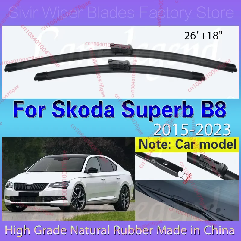 

Car Wiper Blade Front Window Windscreen Windshield Rubber Refill Wiper For Skoda Superb B8 2015-2023 LHD 26"+18" Car Accessories