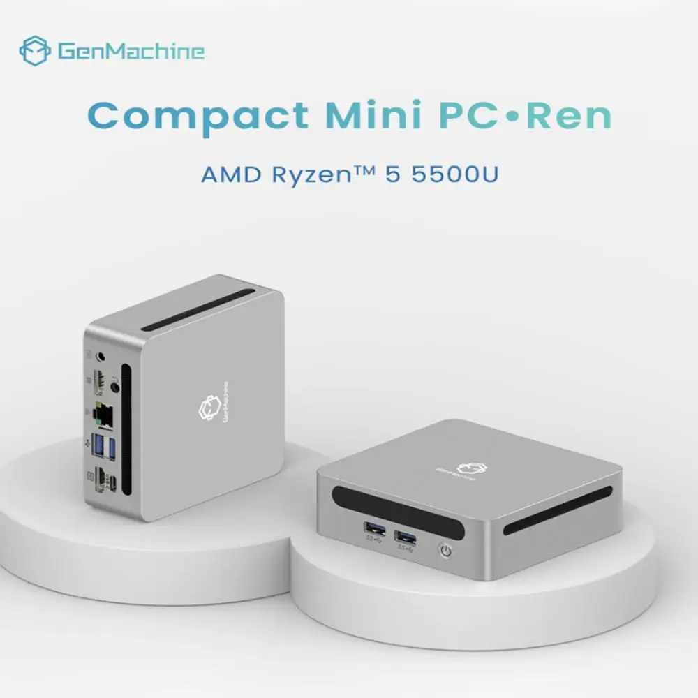 

GenMachine Mini PC AMD Ryzen 5 5500U CPU Support Windows 11Pro DDR4 3200Mhz WiFi6 computador Desktop Office Gaming Computer