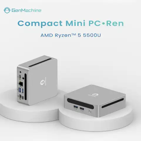GenMachine Mini PC AMD Ryzen 5 5500U CPU Support Windows 11Pro DDR4 3200Mhz WiFi6 computador Desktop Office Gaming Computer