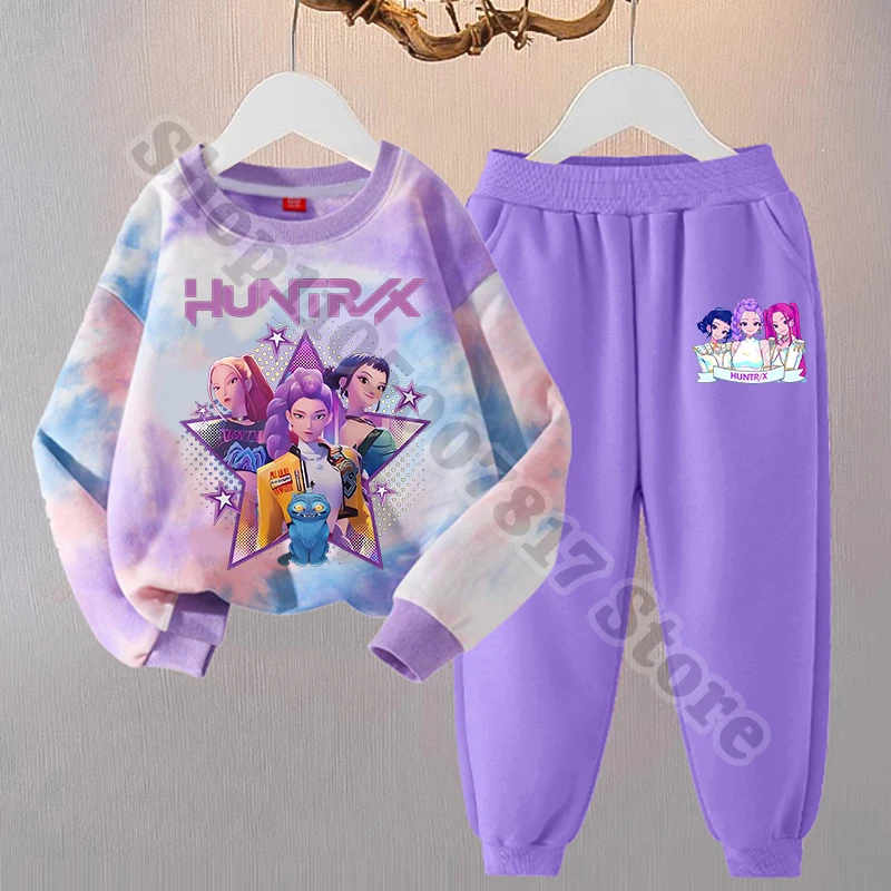 KPop شيطان الصيادين فتاة البلوز فستان أطفال مع سروال داخلي ربيع الخريف الاطفال ملابس لطيف غير رسمية الأطفال كم طويل بنطلون علوي هدية عيد الميلاد #3