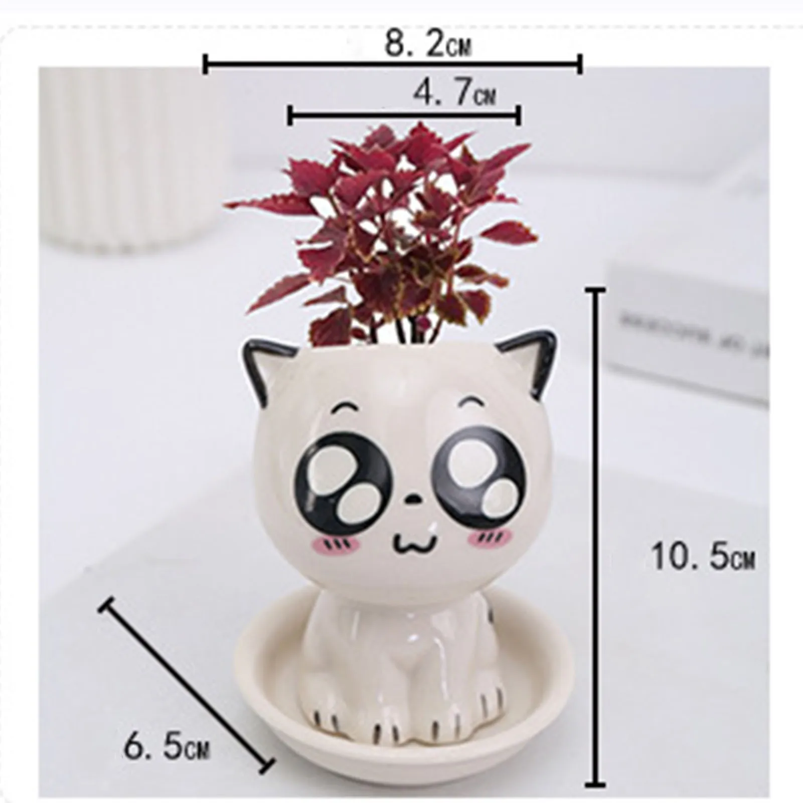 Cat Shaped Ceramic Flowerpot Cactus Flower Pots Desk Decorate Small Ornament Ideal Gift for Christmas Birthdays