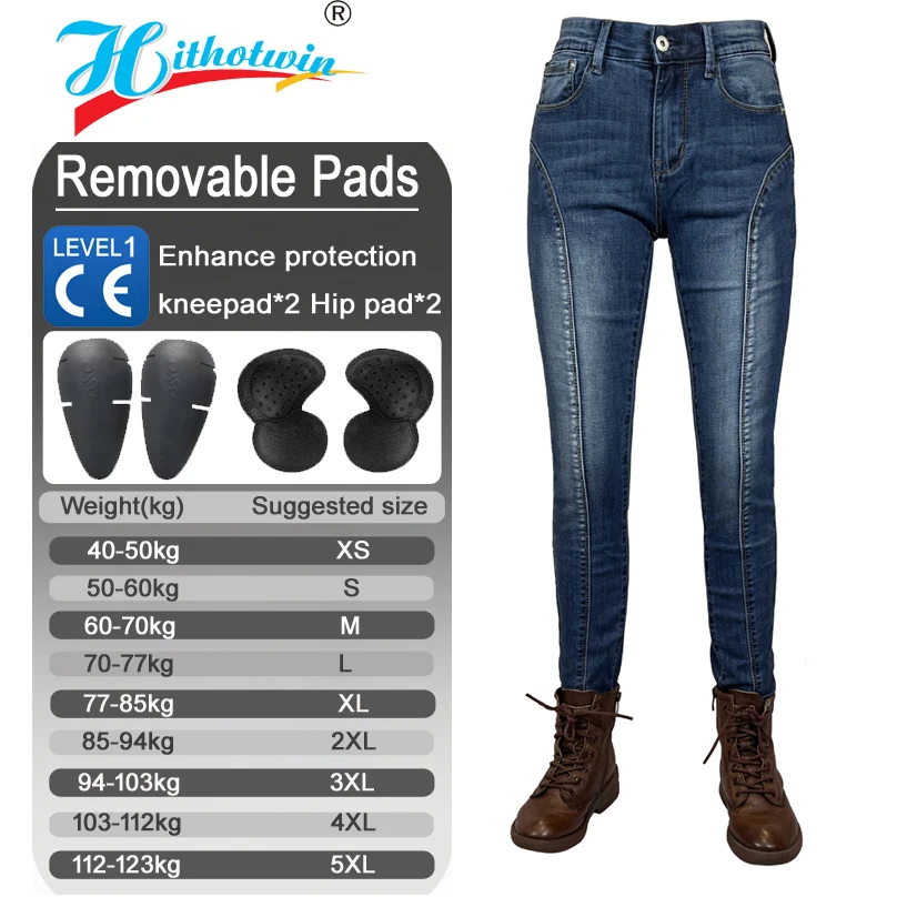 

Защитные джинсы Женские мотоциклетные брюки Синие мото джинсы Защитное снаряжение Мотоциклетные брюки