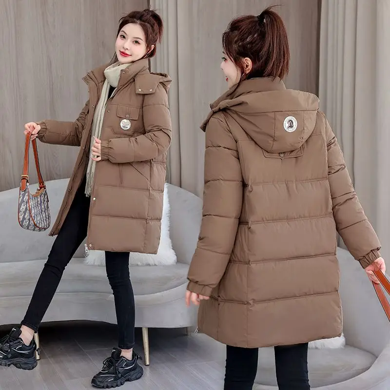 Women's Cotton Coat Mid-length Parkas Winter Warm New Puffer Jacket Down Cotton Jackets for Women Hooded Long-sleeved Top Thick